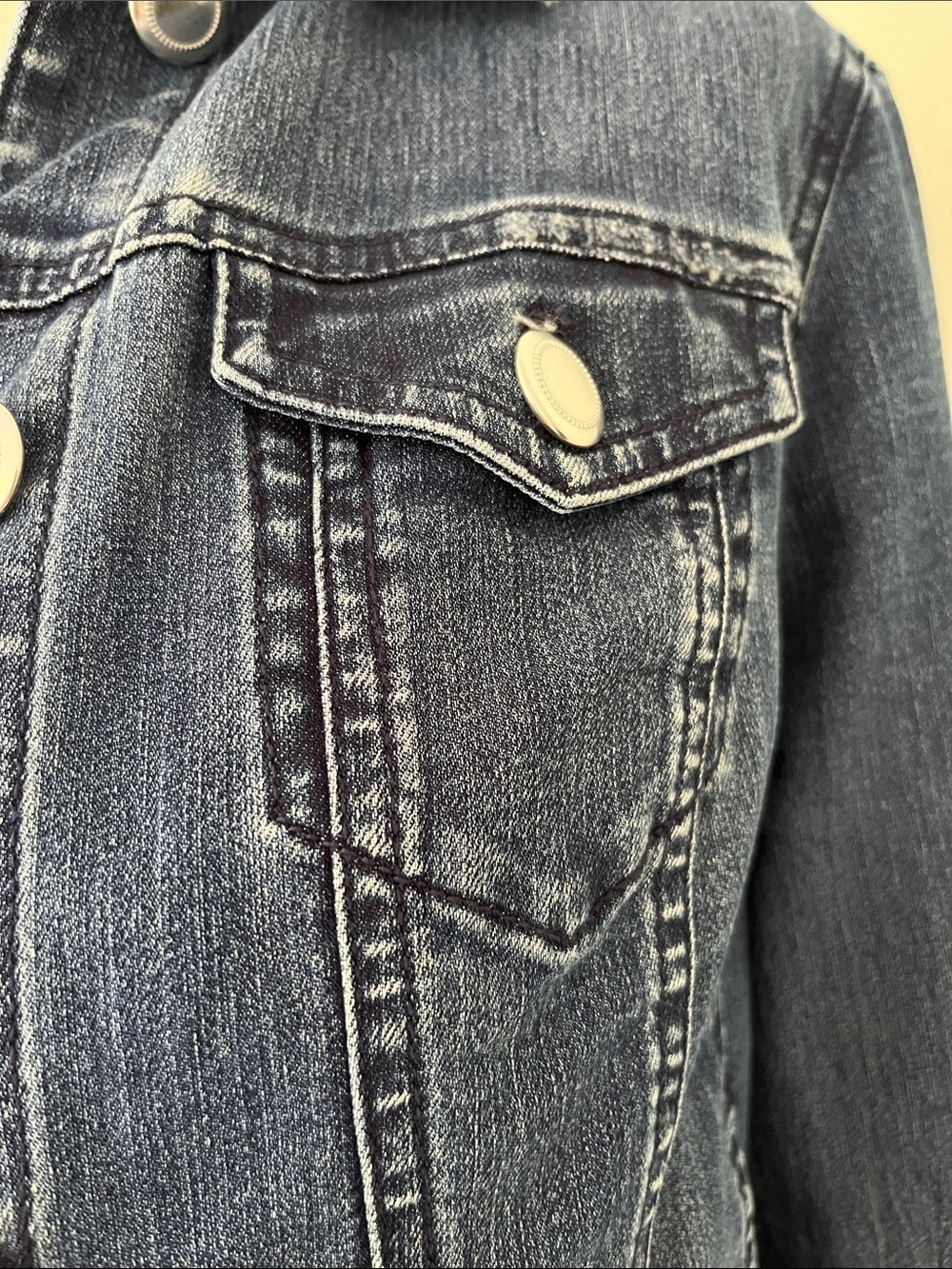 Classic Dark Blue Denim Jacket - Women's - Picture 5 of 8